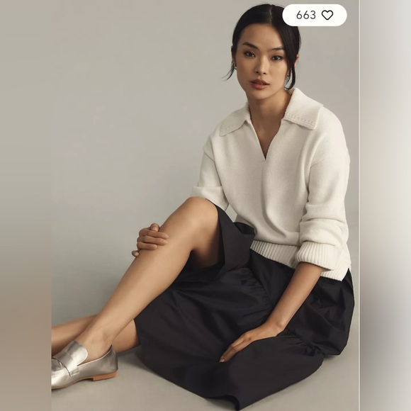 NWT English Factory Long-Sleeve Polo Twofer Midi Dress Sz L - Picture 2 of 9